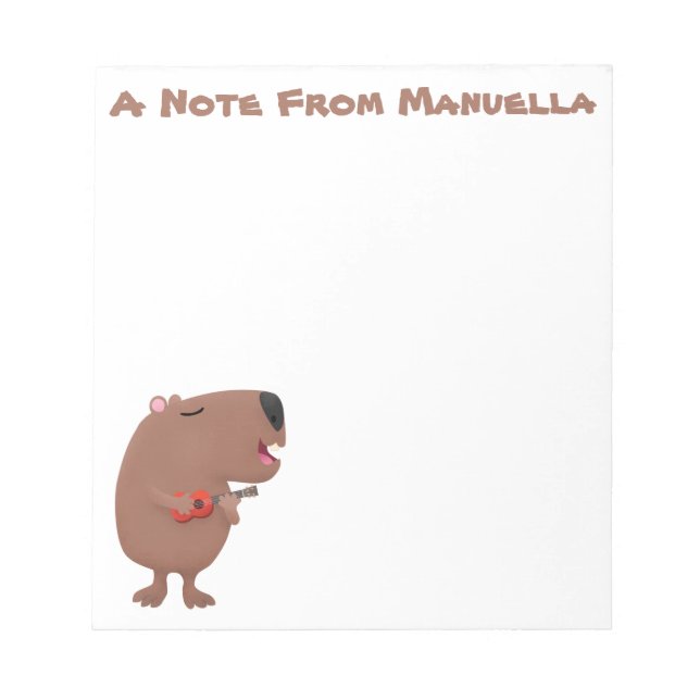 Cute singing capybara ukulele tecknad illustration anteckningsblock (Framsida)