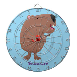 Cute singing capybara ukulele tecknad illustration darttavla