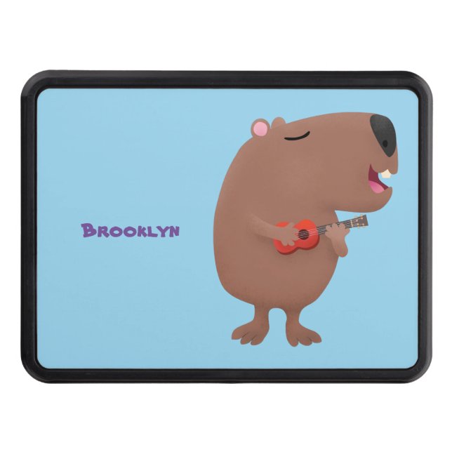 Cute singing capybara ukulele tecknad illustration dragkroksskydd (Framsidan)