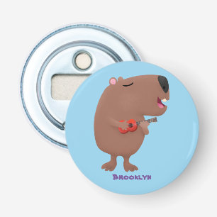 Cute singing capybara ukulele tecknad illustration flasköppnare
