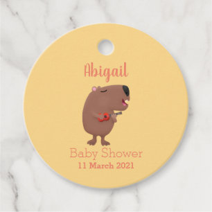 Cute singing capybara ukulele tecknad illustration gåvor etiketter