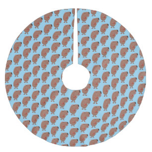 Cute singing capybara ukulele tecknad illustration julgransmatta borstad polyester