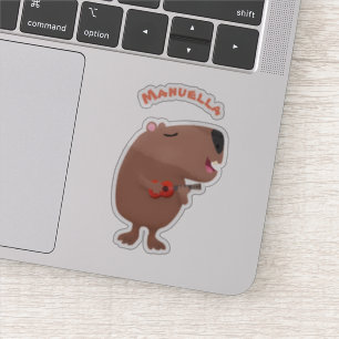 Cute singing capybara ukulele tecknad illustration klistermärken