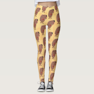 Cute singing capybara ukulele tecknad illustration leggings
