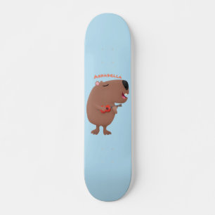 Cute singing capybara ukulele tecknad illustration mini skateboard bräda 18,5 cm