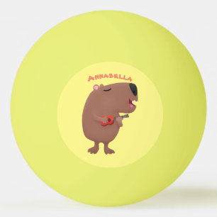 Cute singing capybara ukulele tecknad illustration pingisboll