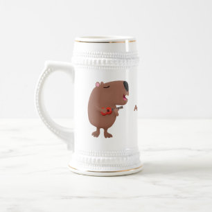Cute singing capybara ukulele tecknad illustration sejdel