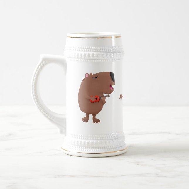 Cute singing capybara ukulele tecknad illustration sejdel (Vänster)