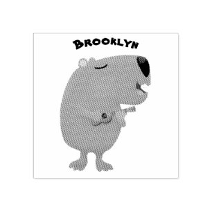 Cute singing capybara ukulele tecknad illustration stämpel