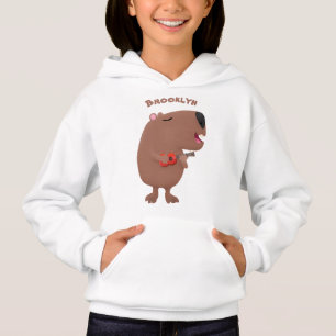 Cute singing capybara ukulele tecknad illustration t shirt