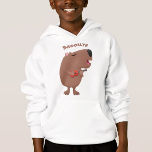 Cute singing capybara ukulele tecknad illustration t shirt