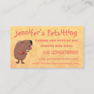 Cute singing capybara ukulele tecknad illustration visitkort