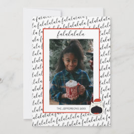 Cute Singing Cat Fa La La La Julfoto Julkort