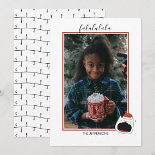 Cute Singing Cat Fa La La La Julfoto Julkort