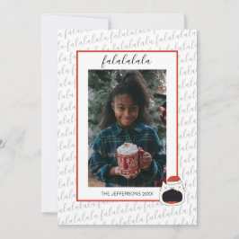 Cute Singing Cat Fa La La La Julfoto Julkort