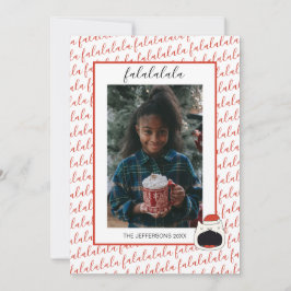 Cute Singing Cat Fa La La La Julfoto Julkort