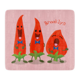 Cute singing chili peppers tecknad illustration