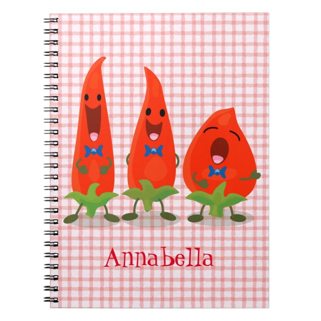 Cute singing chili peppers tecknad illustration anteckningsbok (Framsidan)