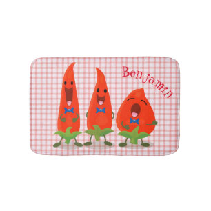 Cute singing chili peppers tecknad illustration badrumsmatta