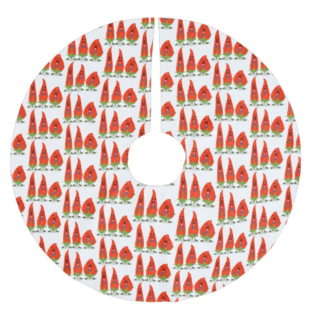 Cute singing chili peppers tecknad illustration julgransmatta borstad polyester (Framsidan)