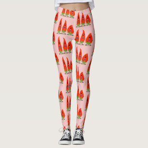 Cute singing chili peppers tecknad illustration leggings