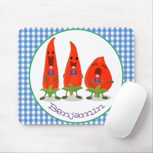 Cute singing chili peppers tecknad illustration musmatta