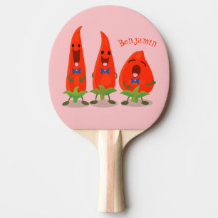 Cute singing chili peppers tecknad illustration pingisracket