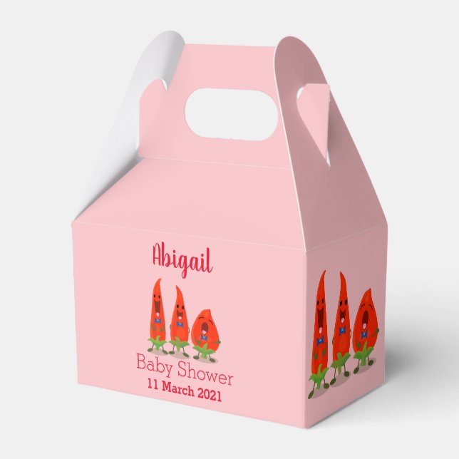 Cute singing chili peppers tecknad illustration presentaskar (Framsidan Sidan)