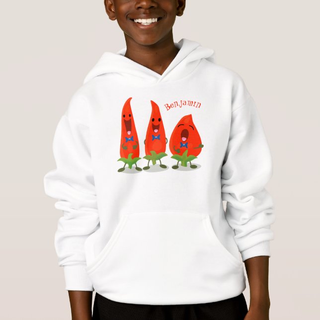 Cute singing chili peppers tecknad illustration t shirt (Framsida)