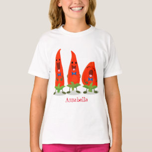 Cute singing chili peppers tecknad illustration t shirt