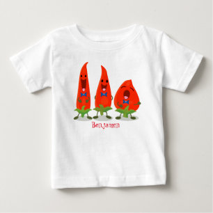 Cute singing chili peppers tecknad illustration t shirt