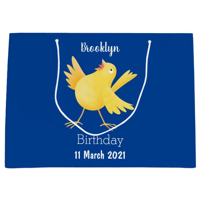 Cute singing gult canary bird tecknad (Framsidan)