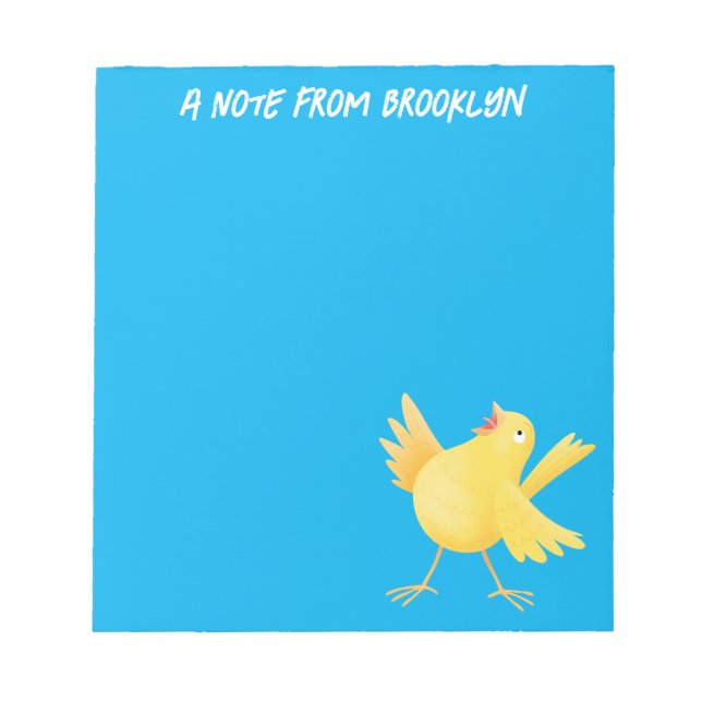 Cute singing gult canary bird tecknad anteckningsblock (Framsida)