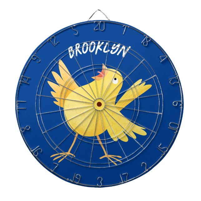 Cute singing gult canary bird tecknad darttavla (Framsidan)