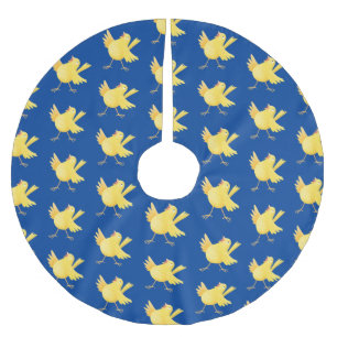 Cute singing gult canary bird tecknad julgransmatta borstad polyester