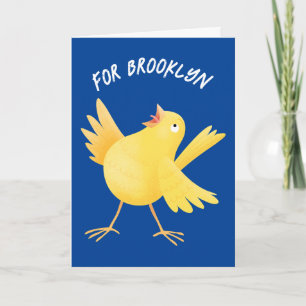 Cute singing gult canary bird tecknad kort