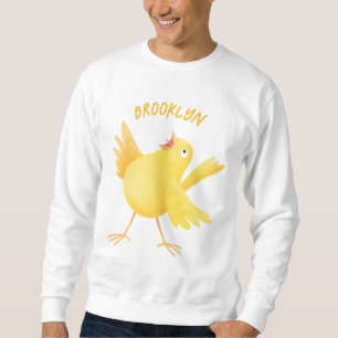 Cute singing gult canary bird tecknad lång ärmad tröja