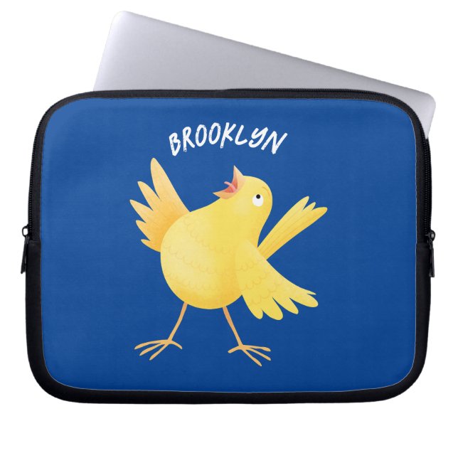 Cute singing gult canary bird tecknad laptop fodral (Framsidan)