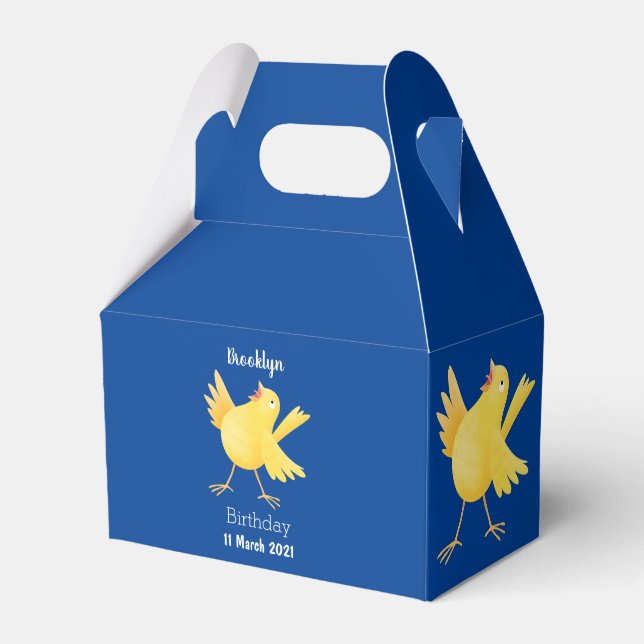 Cute singing gult canary bird tecknad presentaskar (Framsidan Sidan)