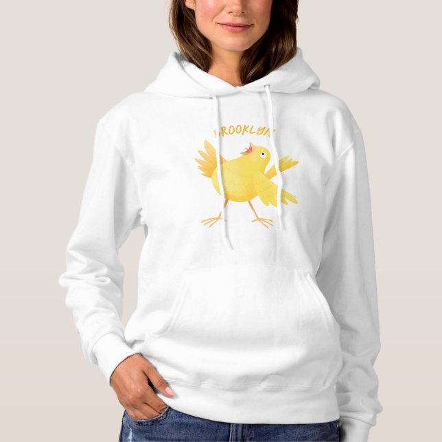 Cute singing gult canary bird tecknad t shirt (Framsida)