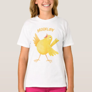 Cute singing gult canary bird tecknad t shirt