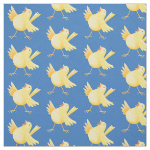 Cute singing gult canary bird tecknad tyg