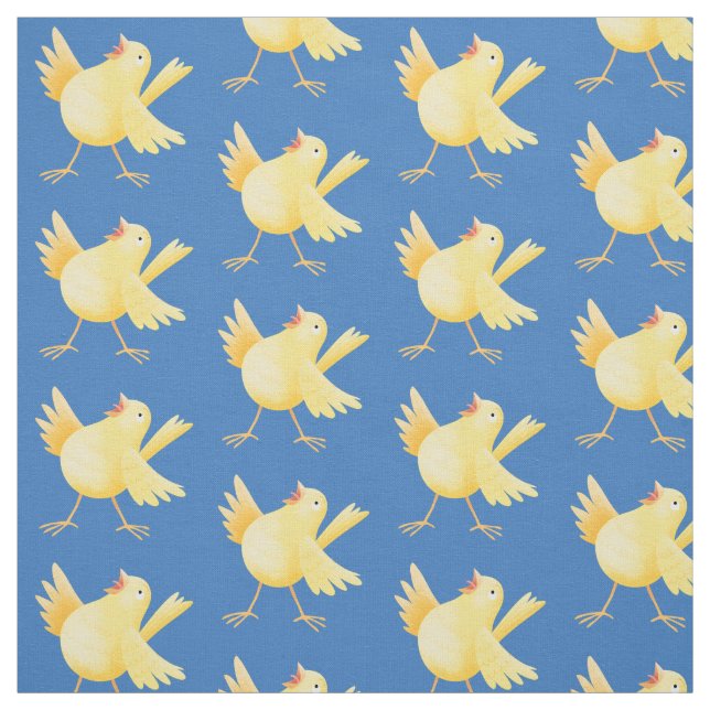 Cute singing gult canary bird tecknad tyg (Provkarta)