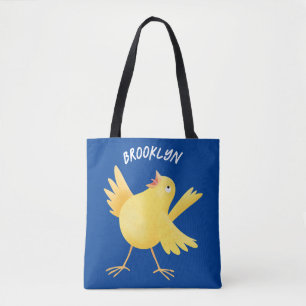 Cute singing gult canary bird tecknad tygkasse