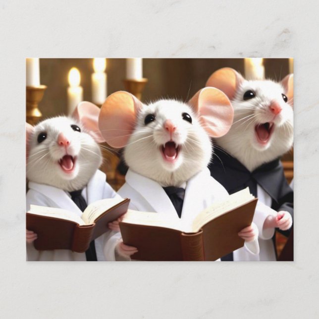 Cute Singing Mice Choir Vykort (Framsida)