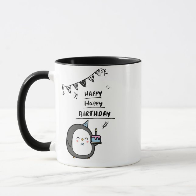 Cute Singing Penguin Birthday Mug Mugg (Vänster)