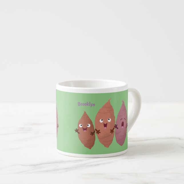 Cute singing sweet potatoes cartoon vegetables  espressomugg (Framsida höger)