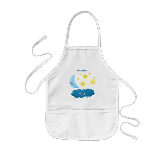 Cute singjärnorna, måne och molnet tecknad barnförkläde (Framsidan)