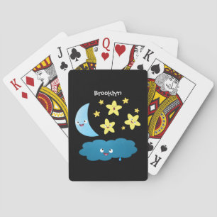 Cute singjärnorna, måne och molnet tecknad casinokort