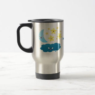 Cute singjärnorna, måne och molnet tecknad resemugg
